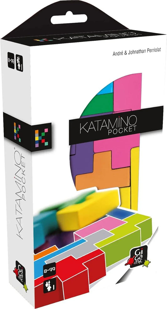 知育玩具 Katamino Pocket Gigamic 世界的に高評価 携帯用パズルゲーム コンパクトサイズ 500種類以上のチャレンジ 論理的思考力 空間認識能力 向上 12個カラフルなペンタミノピース 赤とマルーン色の小ピース 