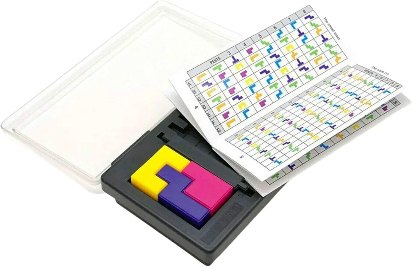 知育玩具 Katamino Pocket Gigamic 世界的に高評価 携帯用パズルゲーム コンパクトサイズ 500種類以上のチャレンジ 論理的思考力 空間認識能力 向上 12個カラフルなペンタミノピース 赤とマルーン色の小ピース 