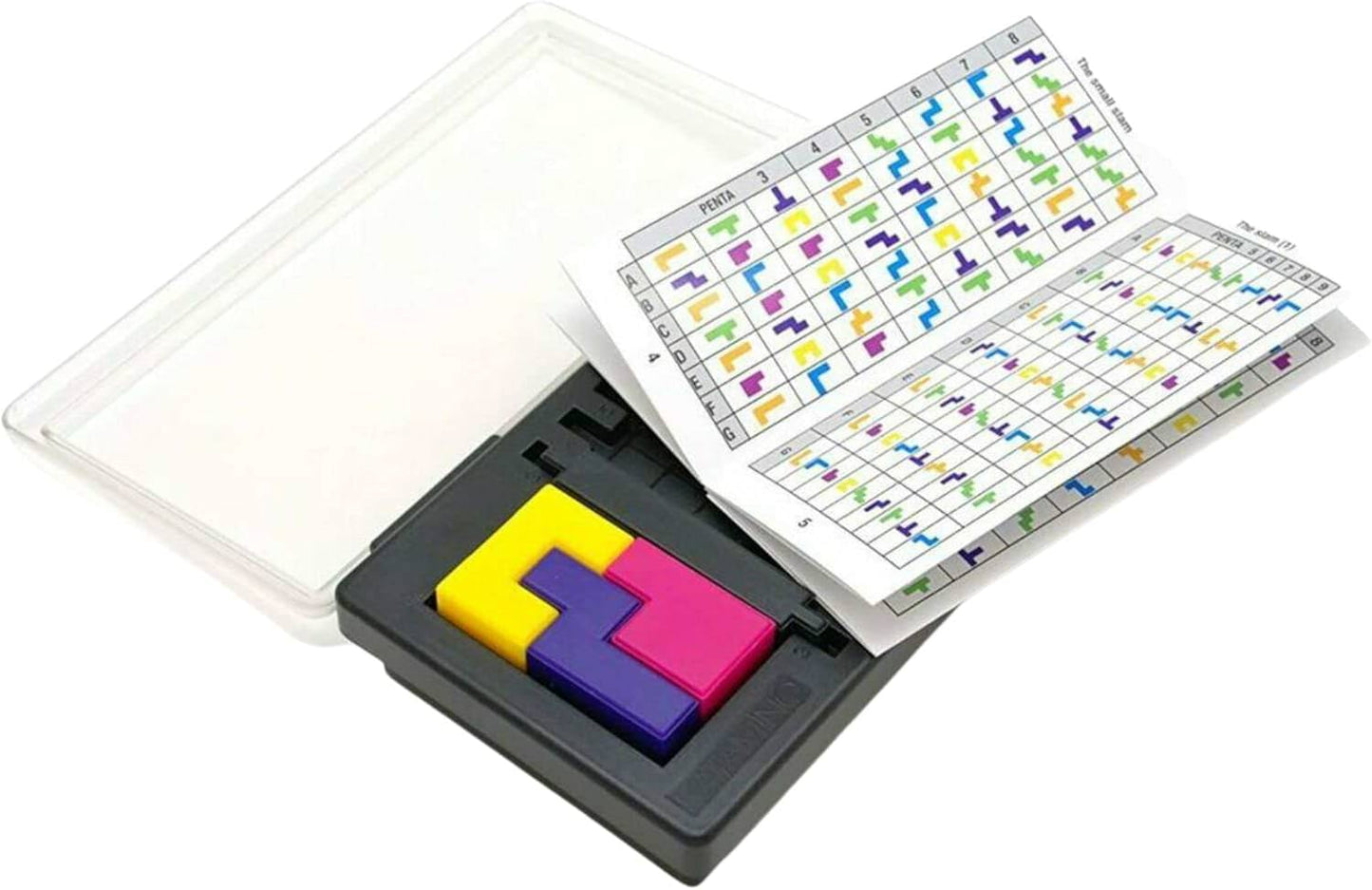 知育玩具 Katamino Pocket Gigamic 世界的に高評価 携帯用パズルゲーム コンパクトサイズ 500種類以上のチャレンジ 論理的思考力 空間認識能力 向上 12個カラフルなペンタミノピース 赤とマルーン色の小ピース