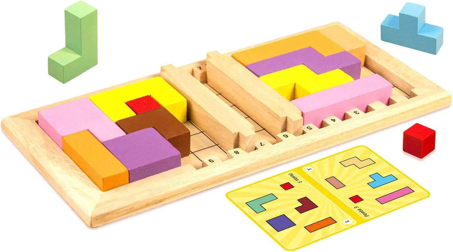 知育ボードゲーム Katamino Family Katamino Andr-Perriolat John Perriolat 家族で楽しむ多機能木製パズルゲーム 3歳以上対象 1-2人用 高級木製素材使用 耐久性抜群 難易度別パズルカード付属 バランスゲーム カード対戦 