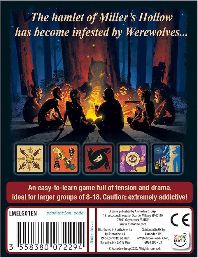 ボードゲーム The Werewolves of Miller's Hollow ミラーズホロウの人狼 Zygomatic 社製 8 ー 18 人対応深い心理戦 スリリングな推理ゲーム 多彩なキャラクター搭載 10 歳以上対象 30 