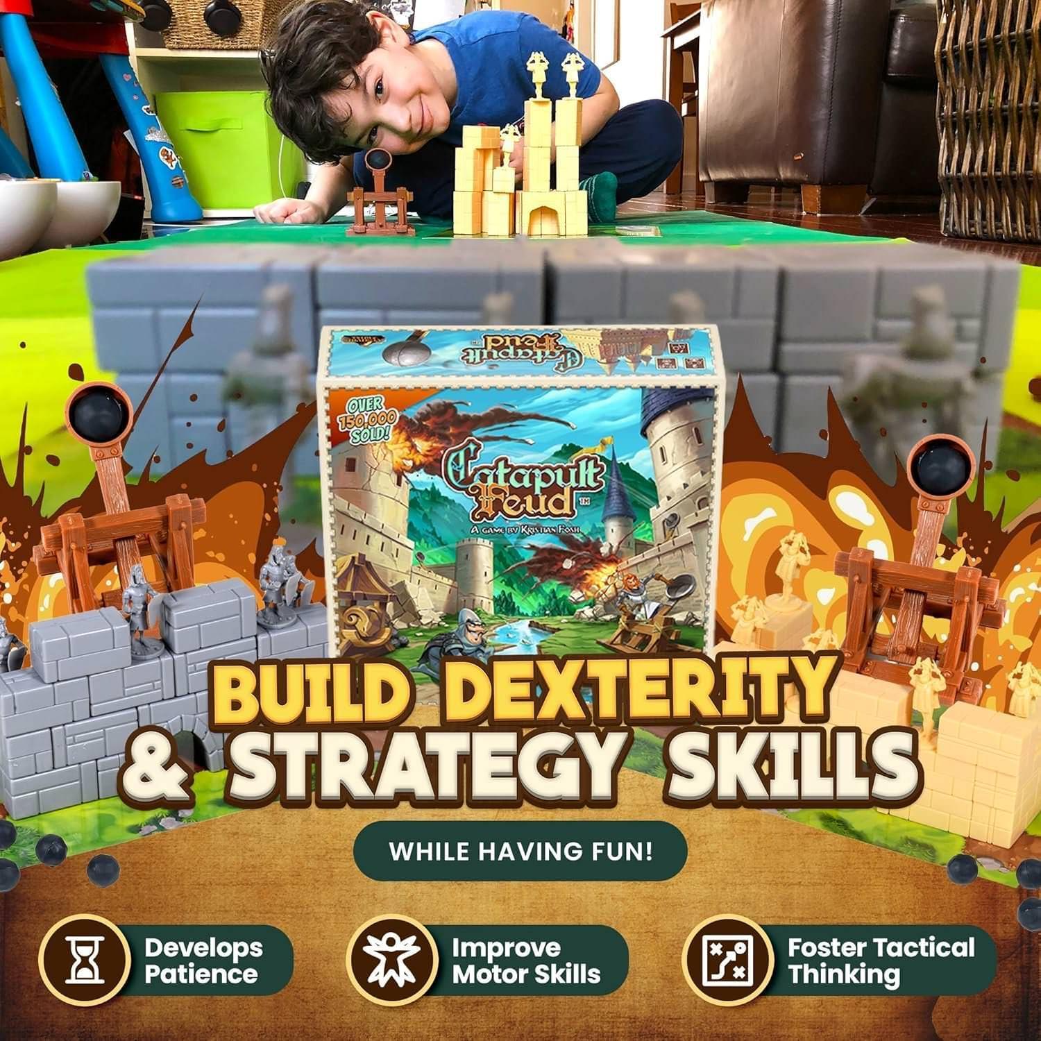 テーブルゲーム Catapult Feud Catapult Feud 城の建設と戦略的部隊配置 カタパルト操作による白熱の家族向けバトル サバイバル形式の対戦と名家の古代兵器戦い 戦略シミュレーションとコミュニケーション促進に最適 英語版 日本語説明書なし
