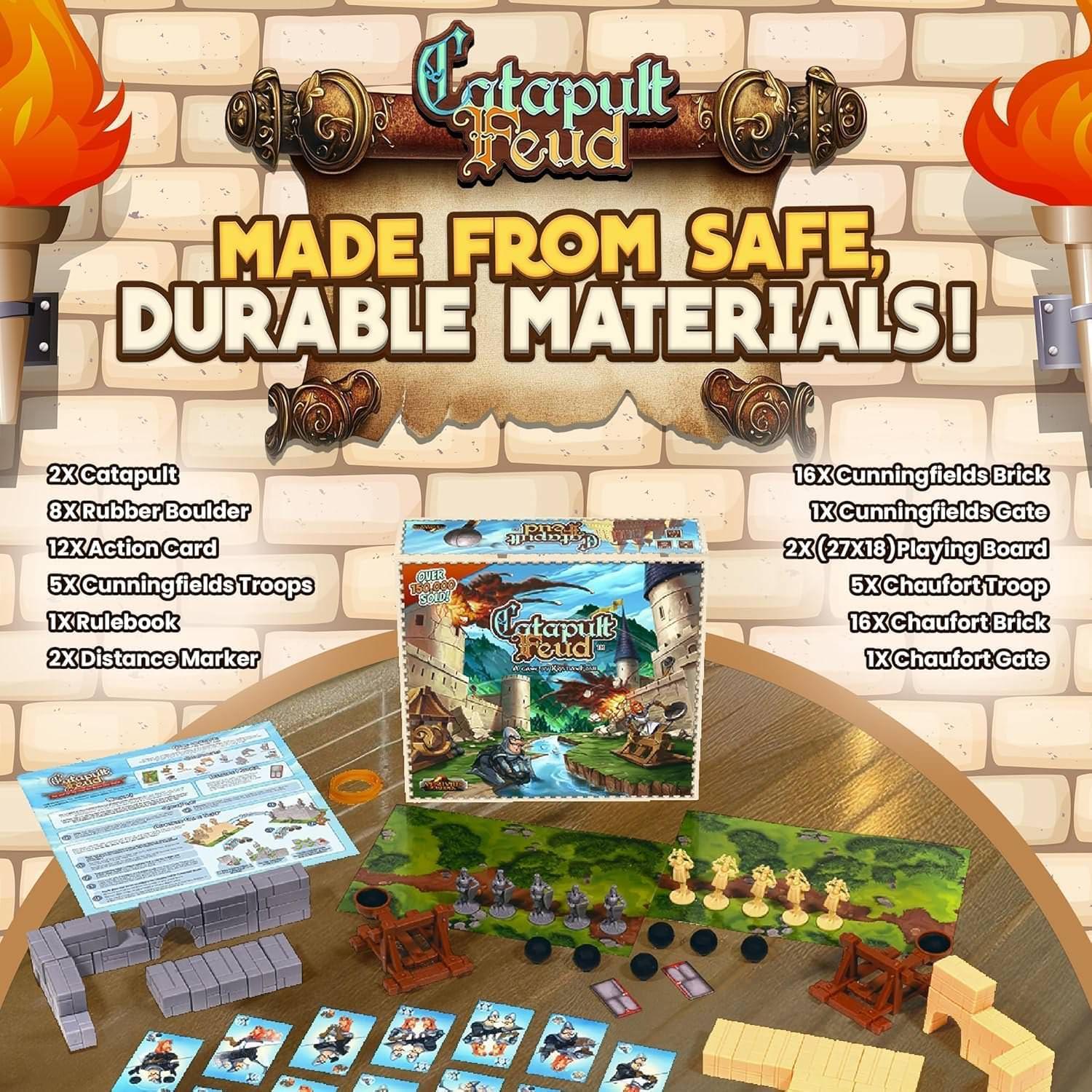 テーブルゲーム Catapult Feud Catapult Feud 城の建設と戦略的部隊配置 カタパルト操作による白熱の家族向けバトル サバイバル形式の対戦と名家の古代兵器戦い 戦略シミュレーションとコミュニケーション促進に最適 英語版 日本語説明書なし