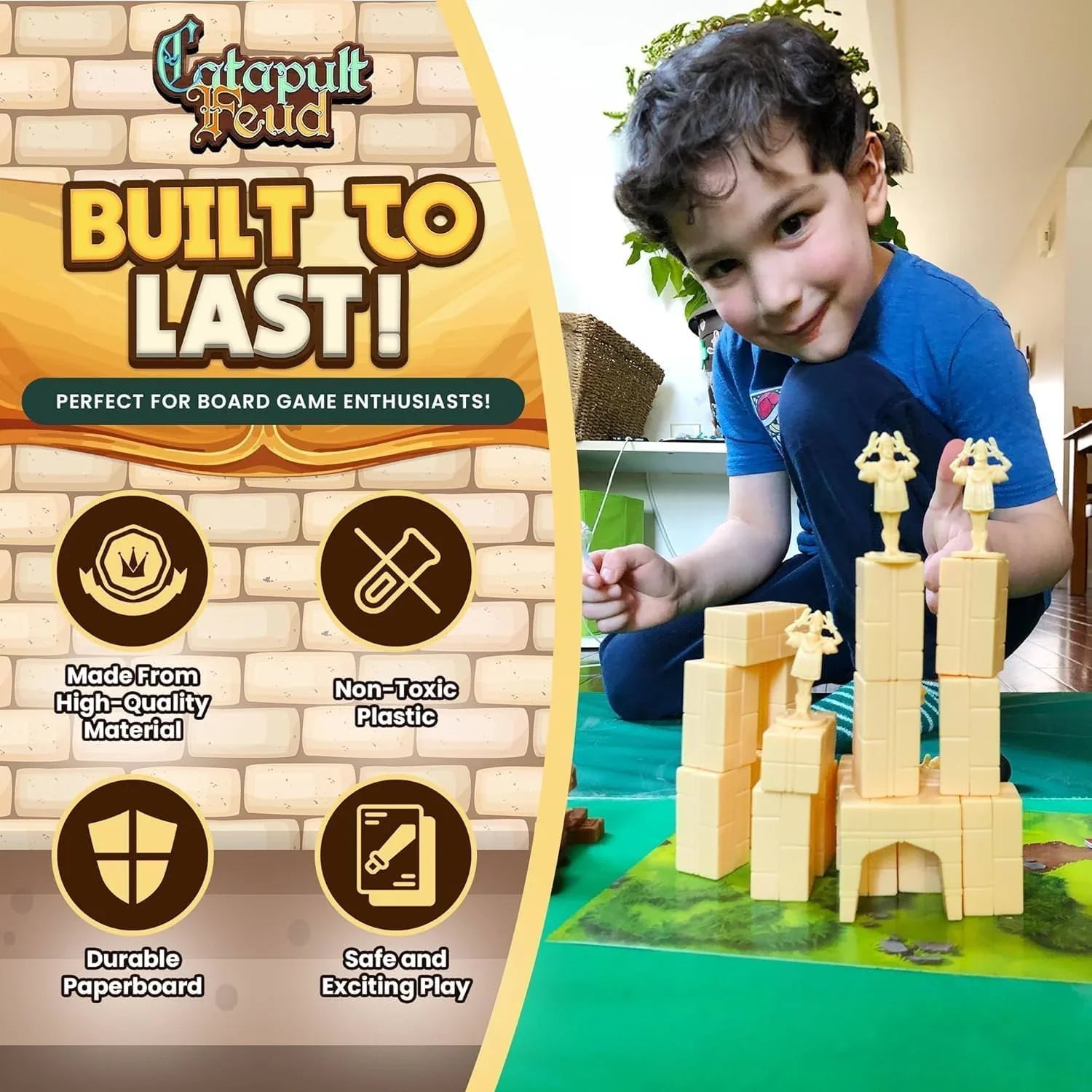 テーブルゲーム Catapult Feud Catapult Feud 城の建設と戦略的部隊配置 カタパルト操作による白熱の家族向けバトル サバイバル形式の対戦と名家の古代兵器戦い 戦略シミュレーションとコミュニケーション促進に最適 英語版 日本語説明書なし