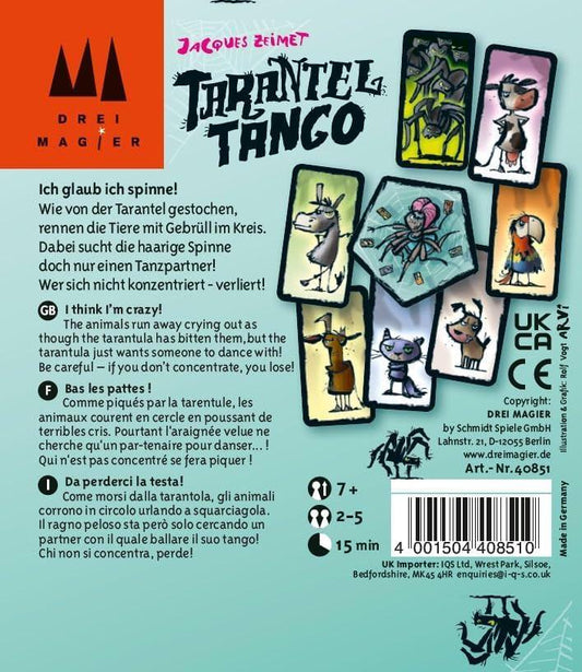 カードゲーム タランチュラ・タンゴ Tarantel Tango 笑い 驚き アクション 毛むくじゃら タランチュラ 踊り 動物 鳴き声 反射神経 集中力 家族 友人 短時間 7歳以上 ユニセックス 上級ルール 戦略性 