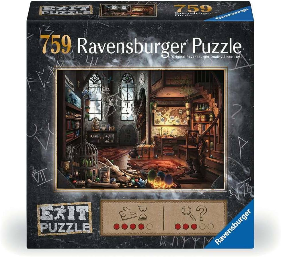 パズル EXIT 5 イン・ザ・ドラゴン・キャッスル ドラゴン研究所 Ravensburger 謎解き エスケープゲーム 759個 ジグソーパズル 新感覚 体験 12歳以上 難易度レベル3 70×50cm 革新的 作品 神秘的 冒険 組み立て 論理的思考 英語版 日本語説明書なし