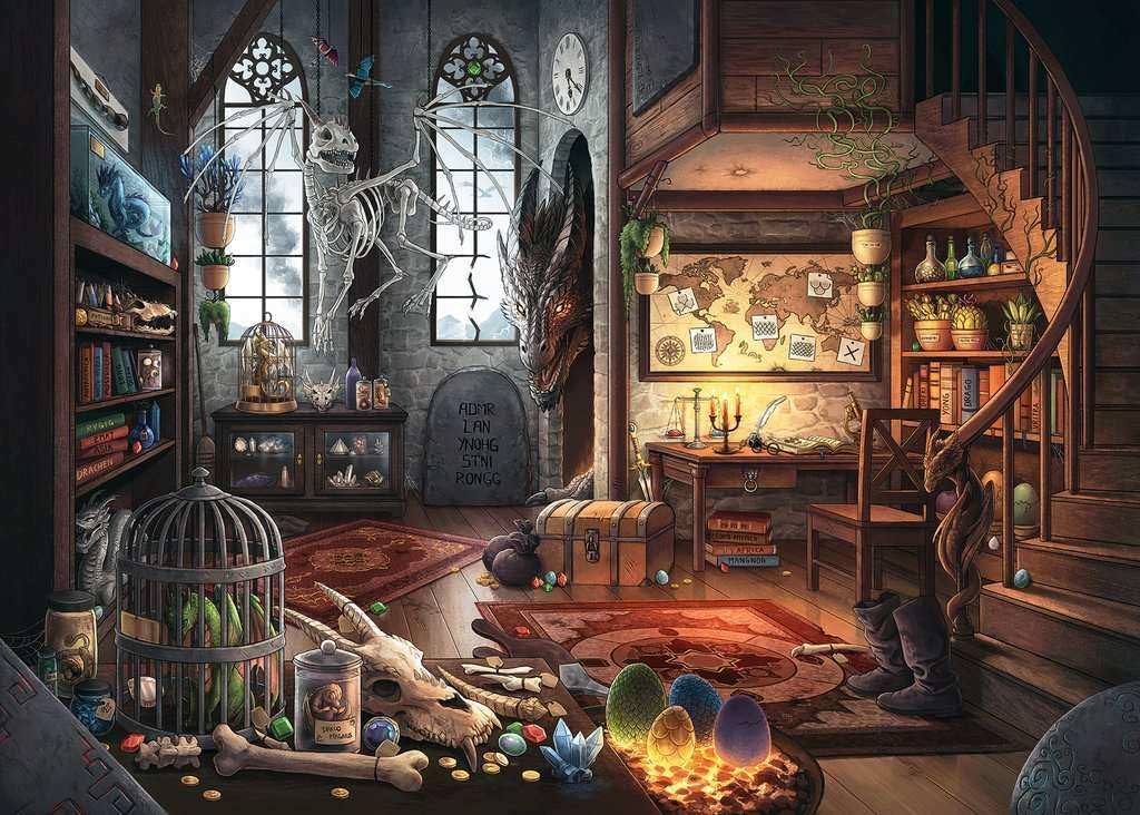 パズル EXIT 5 イン・ザ・ドラゴン・キャッスル ドラゴン研究所 Ravensburger 謎解き エスケープゲーム 759個 ジグソーパズル 新感覚 体験 12歳以上 難易度レベル3 70×50cm 革新的 作品 神秘的 冒険 組み立て 論理的思考 英語版 日本語説明書なし