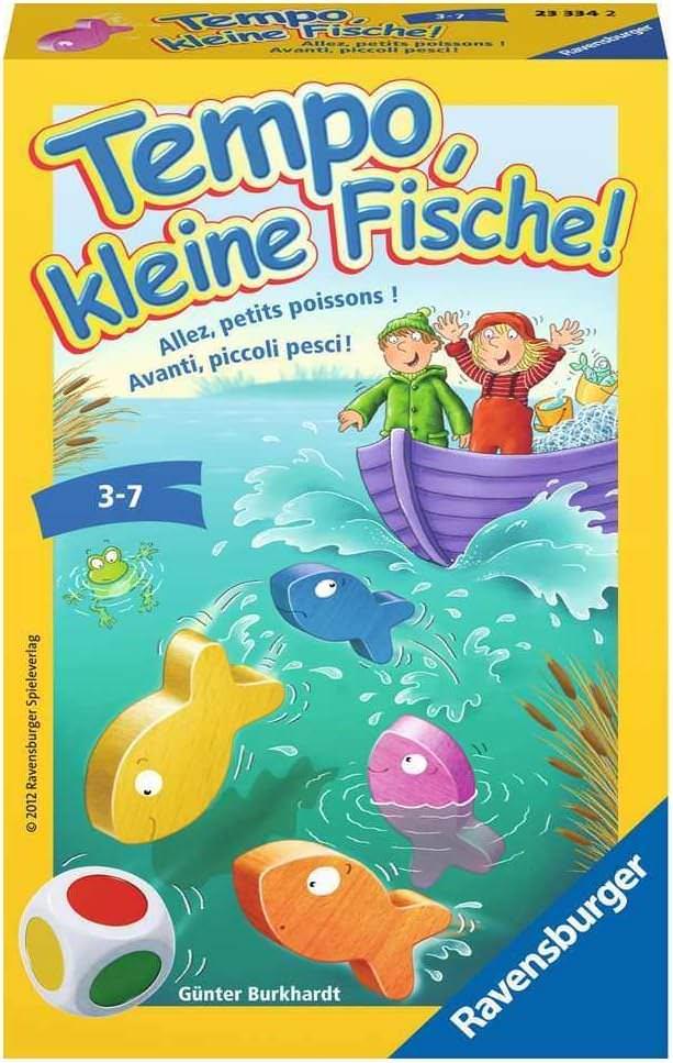 知育ボードゲーム Tempo kleine Fische テンポ クライネ フィッシェ Ravensburger 木製パーツ使用 高品質 耐久性 カラフルサイコロ付き 3歳から7歳対象 難易度調整可能 集中力 色認識力 社会性 発達促進 保育園 幼稚園多言語版 