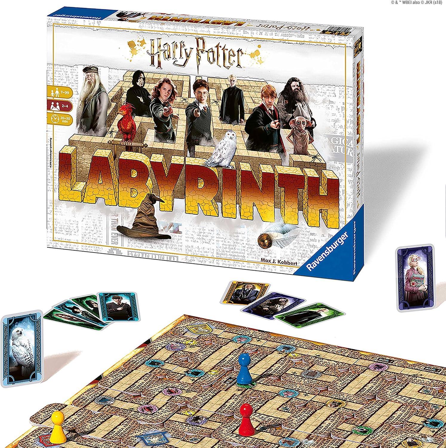 ボードゲーム ハリーポッター ラビリンス Harry Potter Labyrinth ホグワーツの魔法学校 迷路の冒険 戦略的なプレイ 高品質素材 説明書付き 家族向け 7歳以上 20分から30分プレイ マルチ言語版 