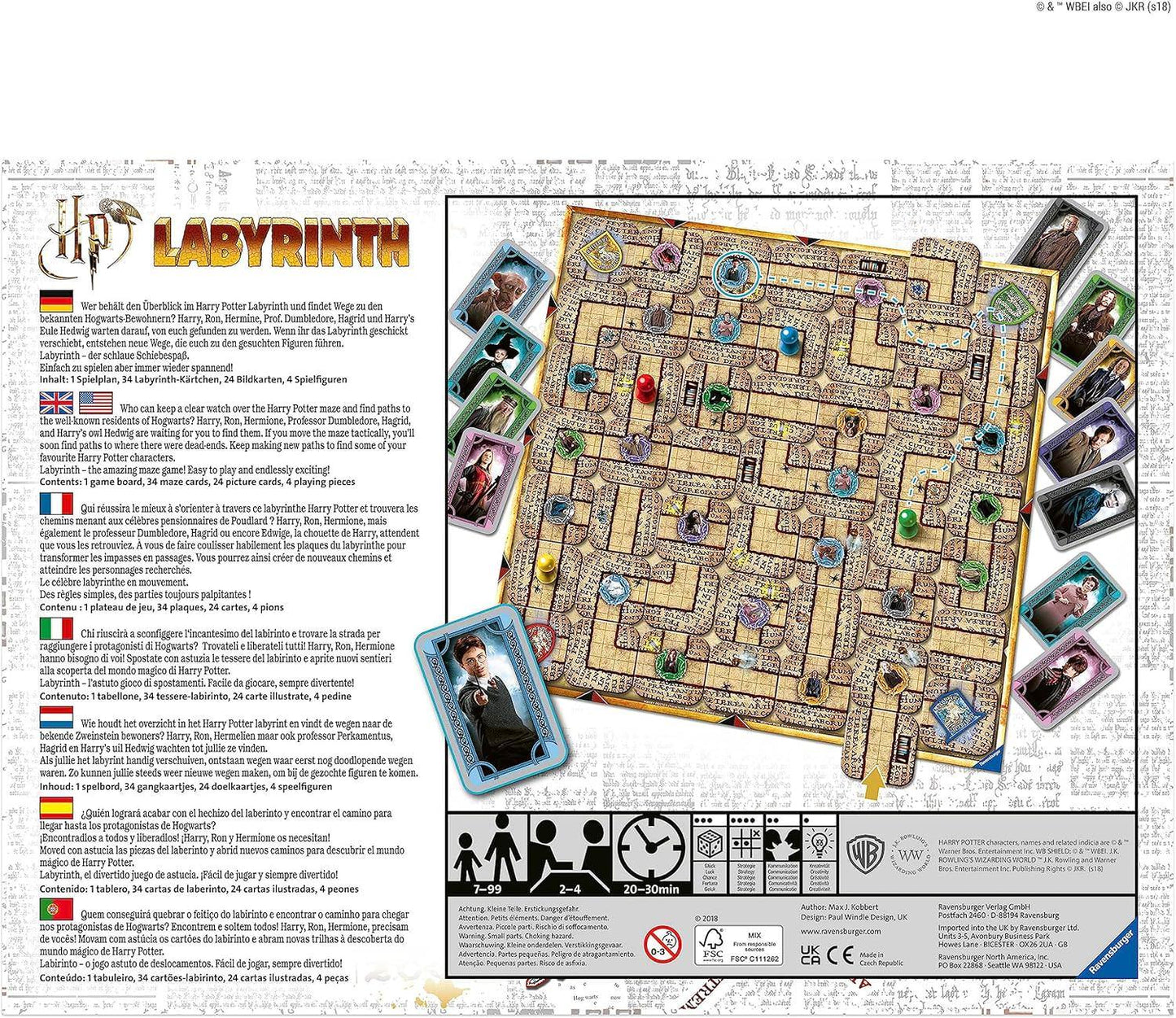 ボードゲーム ハリーポッター ラビリンス Harry Potter Labyrinth ホグワーツの魔法学校 迷路の冒険 戦略的なプレイ 高品質素材 説明書付き 家族向け 7歳以上 20分から30分プレイ マルチ言語版 