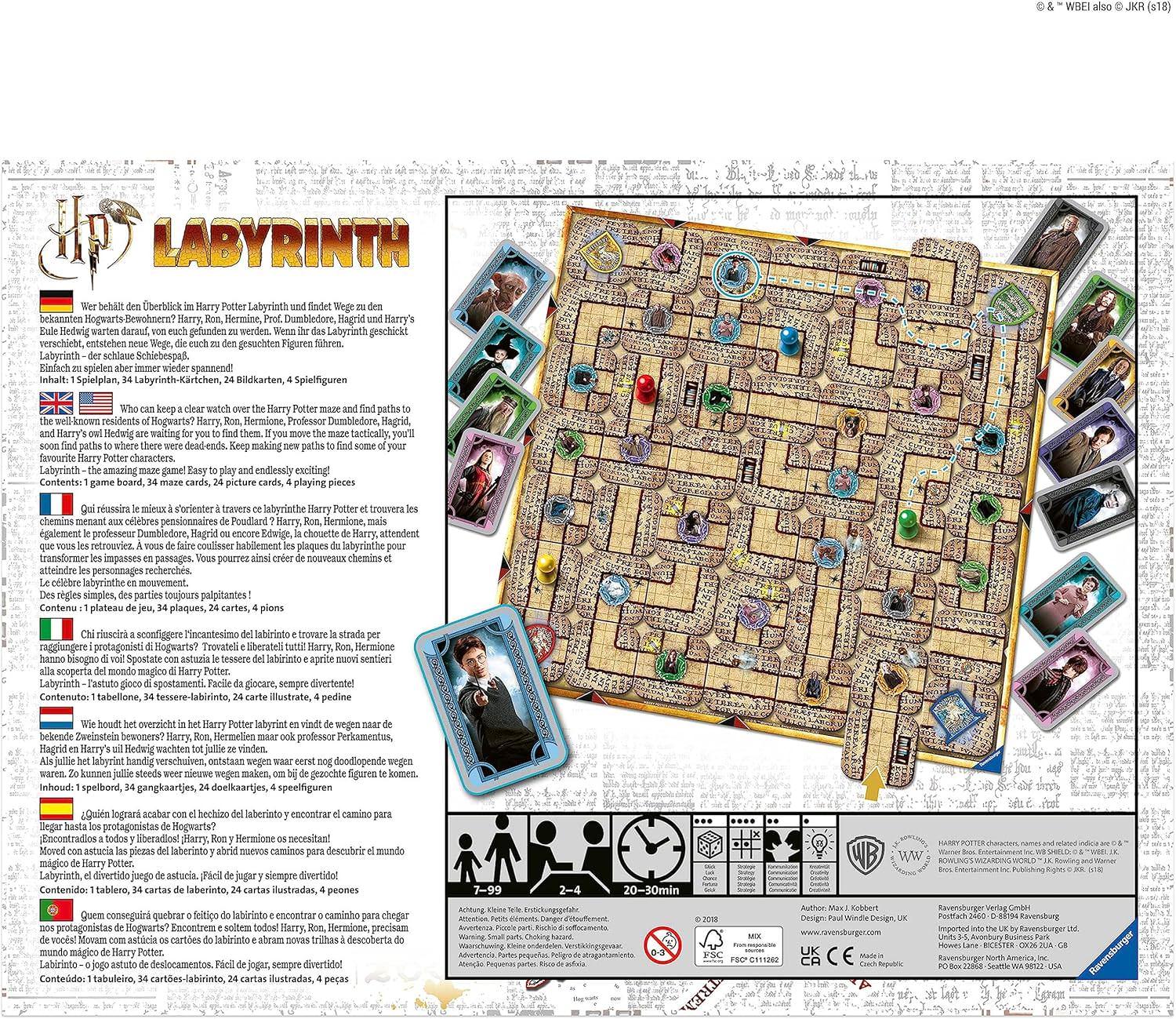 ボードゲーム ハリーポッター ラビリンス Harry Potter Labyrinth ホグワーツの魔法学校 迷路の冒険 戦略的なプレイ 高品質素材 説明書付き 家族向け 7歳以上 20分から30分プレイ マルチ言語版 