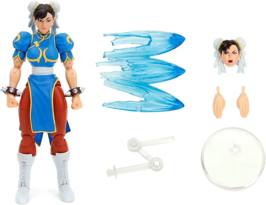 アクションフィギュア ウルトラストリートファイターIIザファイナルチャレンジャーズ チュンリー Jada Toys 1/12スケール 高可動 ポージング多数 差し替え用ハンドパーツ 百裂脚エフェクト パーツ専用スタンド付き