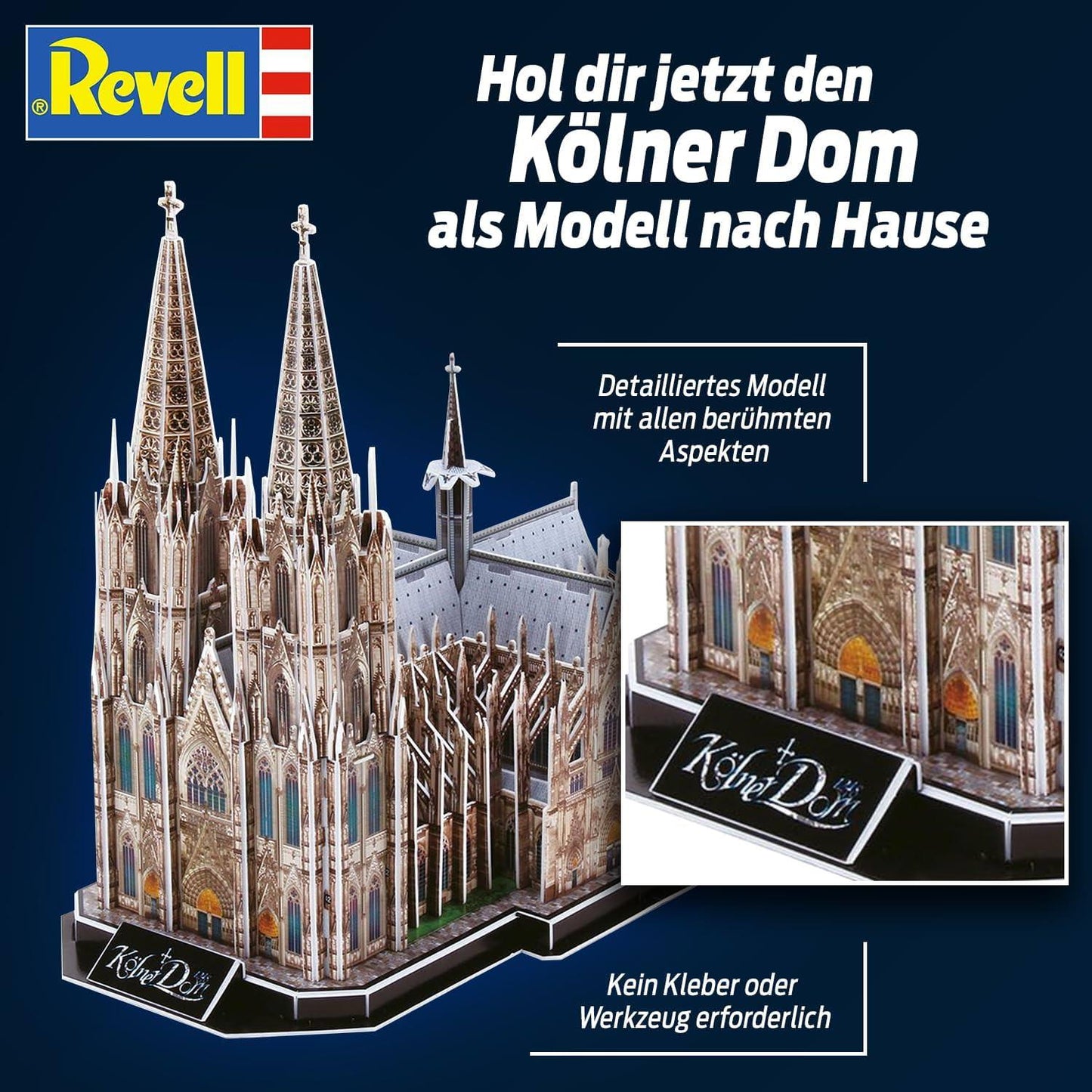 世界遺産 ケルン大聖堂 3Dパズル Revell 1248年建設開始 ゴシック建築 高さ157m双塔 尖頭アーチ フライングバットレス ステンドグラス 暗色調 重厚質感 精密設計 45cm完成高 建築モデル 芸術 歴史的建造物 薔薇窓 学習教材 鑑賞用 世界的建築物 - Trade Center