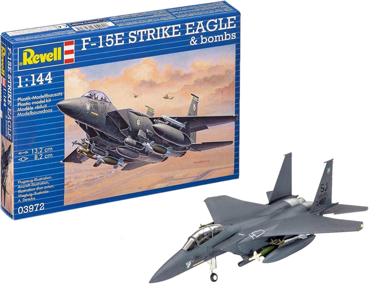 プラスチックモデルキット F-15E ストライクイーグル 爆弾 1/144スケール ドイツ名門Revell 精密再現 迫力シルエット 70パーツ 自由武装組合せ 10歳以上中級者向け 飾りやすいコンパクトサイズ