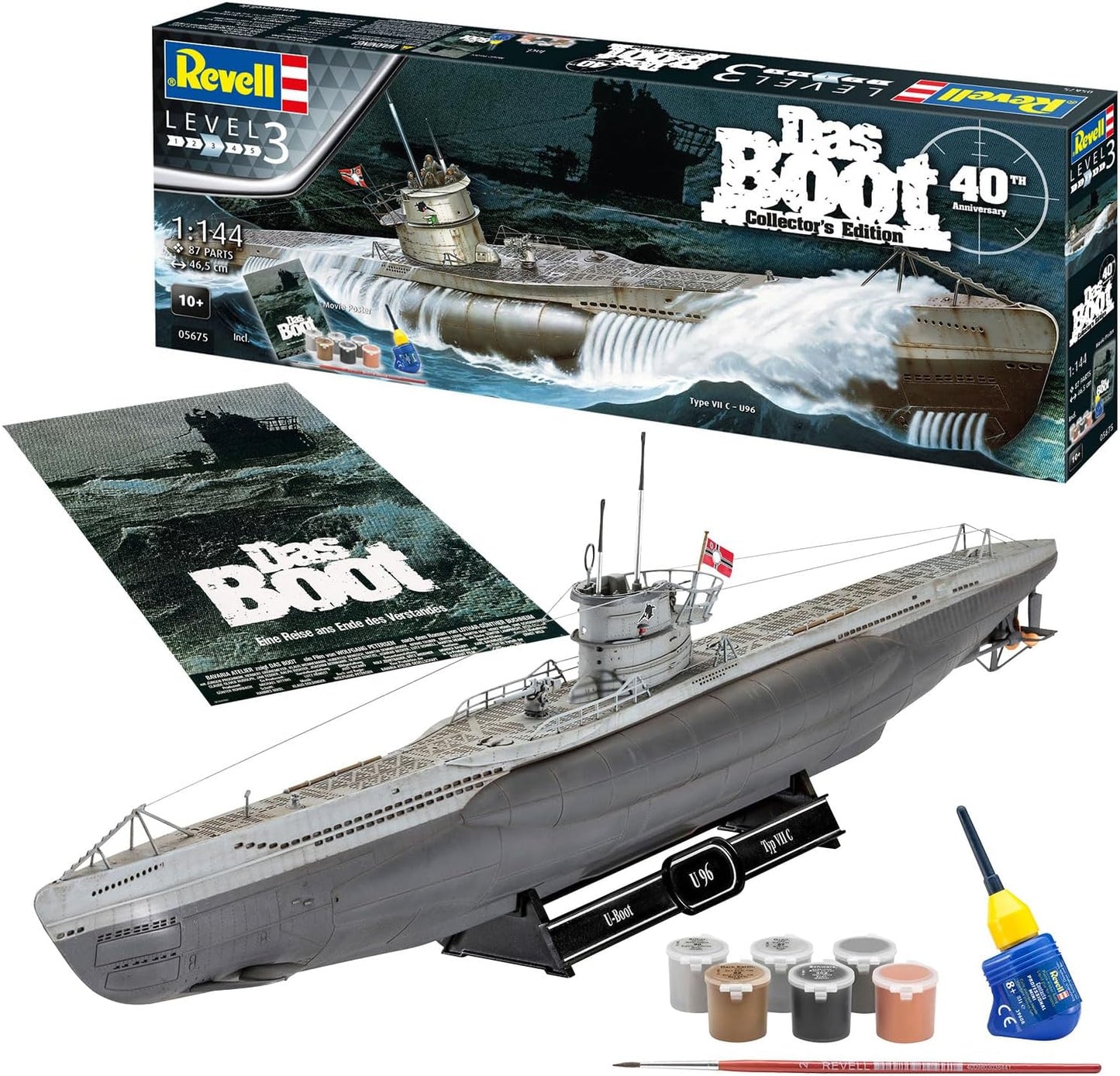 プラモデル Uボート 40周年記念 映画版 1/144 Revell 特別セット 潜水艦 模型 限定キット 軍艦 艦艇 スケールモデル 組立式 フルセット スターターキット 初回特別版