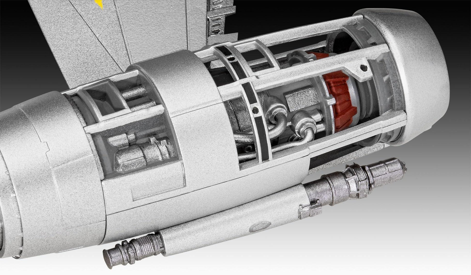 アウトレット品 プラモデル スター・ウォーズ マンダロリアン N1スターファイター 1:24スケール Revell 06787 精巧な77パーツ組み立てモデル クロームメッキ機体 透明コクピット 開閉可能 ディスプレイスタンド付属 骨組み外観 改造再現