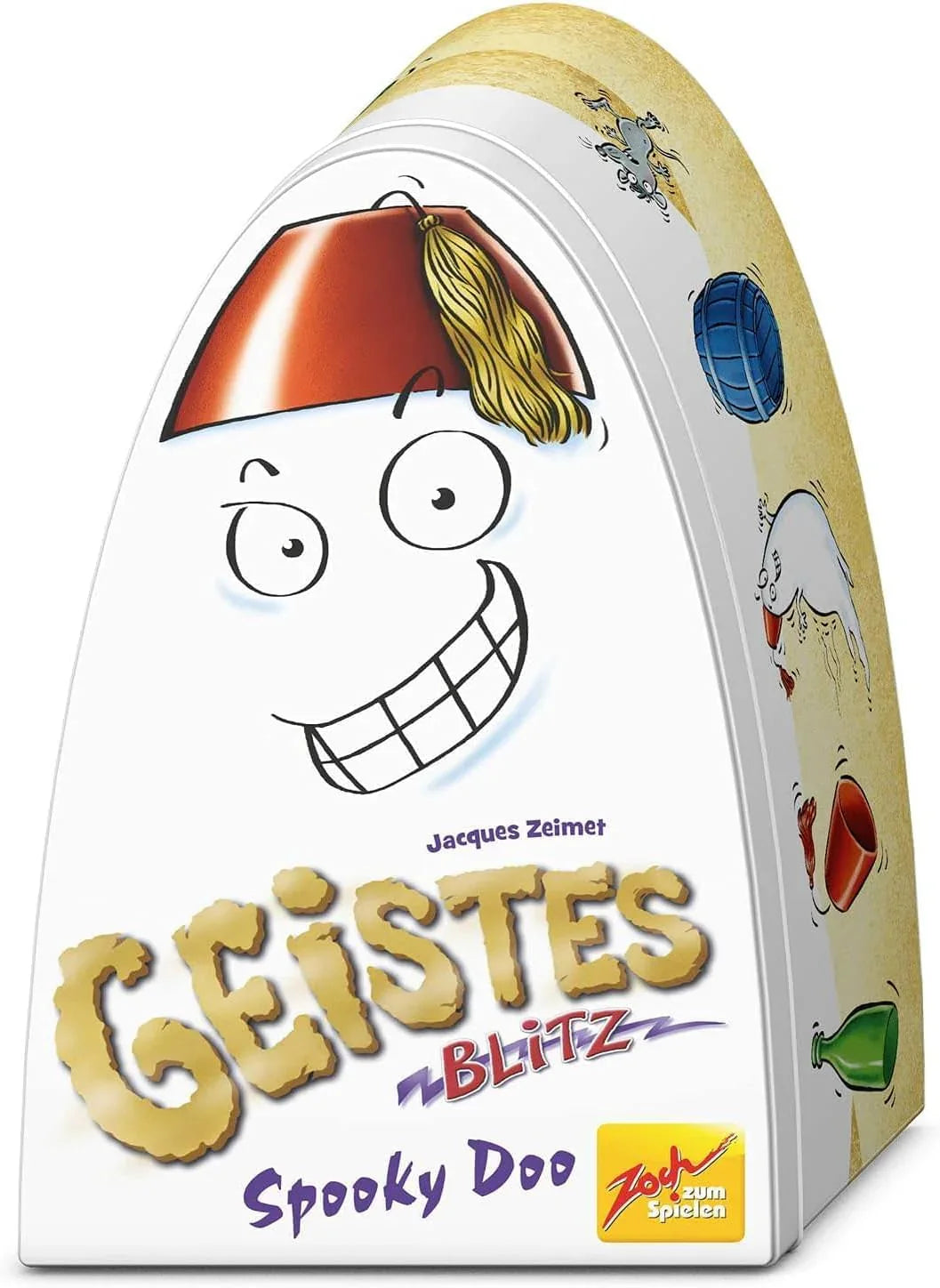 ボードゲーム おばけキャッチ ボウシの中 Fantasma Blitz ドイツ語版 高品質木製コンポーネント 赤い帽子 フェズ入り 反射神経 観察力 判断力 瞬時のスピード判断 8歳以上 2人から8人対応 プレイ時間15分から20分
