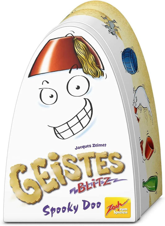 ボードゲーム おばけキャッチ ボウシの中 Fantasma Blitz ドイツ語版 高品質木製コンポーネント 赤い帽子 フェズ入り 反射神経 観察力 判断力 瞬時のスピード判断 8歳以上 2人から8人対応 プレイ時間15分から20分