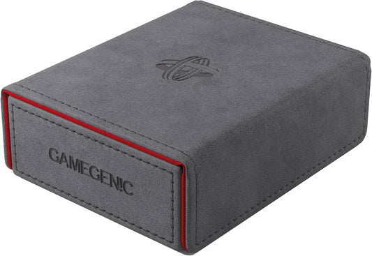 ボードゲーム トレーディングカード 収納ボックス Token Keep Premium Token Box Gray Red Gamegenic マグネット式ロック プレミアムストレージ 取り外し可能トレイ Nexofyber素材 シルバー箔押しロゴ 耐久性 マイクロファイバー内装