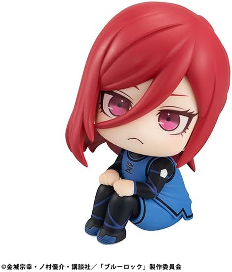 フィギュア るかっぷ ブルーロック 千切豹馬 メガハウス デフォルメ 座りポーズ 見上げ仕草 愛らしい 可動ジョイント 首傾け表情 全高約11cm 飾りやすいサイズ感 ピンク色長い髪 美しいキャラクター立体化 ミステリアス雰囲気