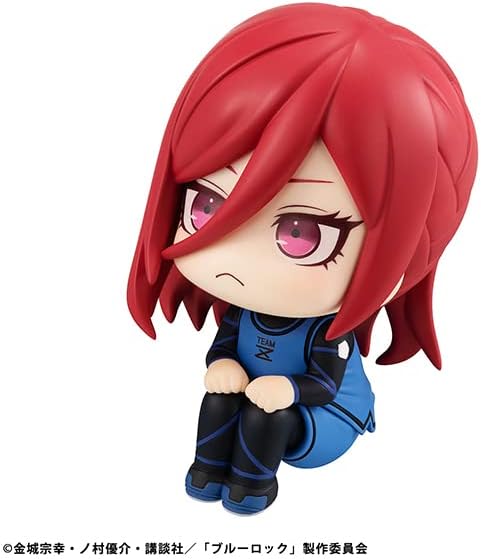 フィギュア るかっぷ ブルーロック 千切豹馬 メガハウス デフォルメ 座りポーズ 見上げ仕草 愛らしい 可動ジョイント 首傾け表情 全高約11cm 飾りやすいサイズ感 ピンク色長い髪 美しいキャラクター立体化 ミステリアス雰囲気