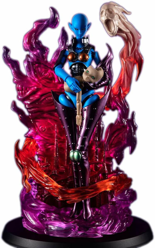 フィギュア ダーク・ネクロフィア 遊戯王デュエルモンスターズ メガハウス MONSTERS CHRONICLE シリーズ 高さ14cm 手のひらサイズ 圧倒的造形美 漆黒の鎧 不気味な微笑み 触手のような蠢くマント 透明樹脂多層塗装紫炎 怨念の炎