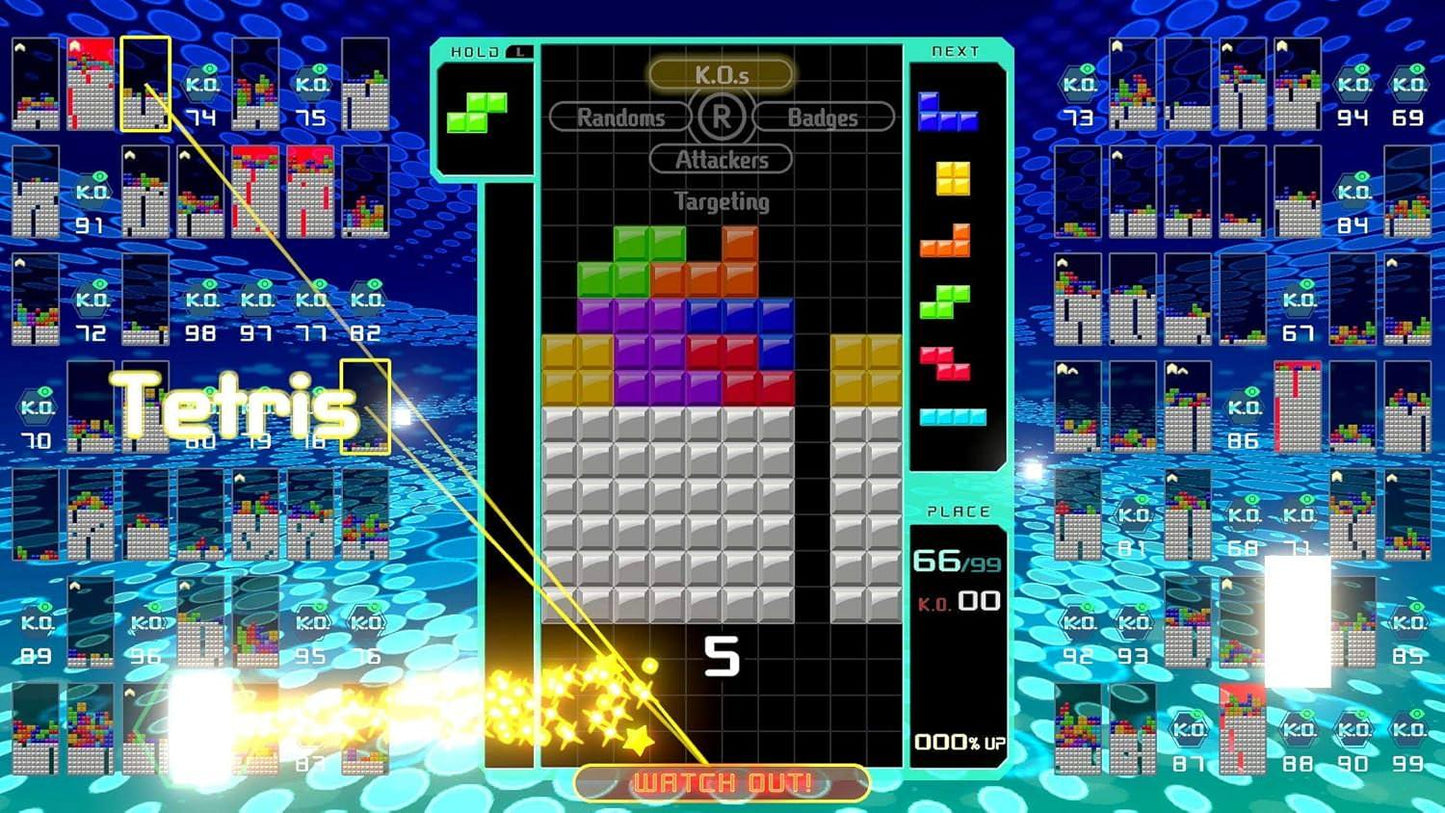 Nintendo Switch ゲームソフト Tetris 99 アリカ 開発 任天堂 発売 99人同時対戦 パズルゲーム 新感覚バトルロイヤル オンライン対戦形式 戦略的ライン消去 ガベージブロック送信 KO バッジ アタッカー ランダム攻撃 期間限定イベント 並行輸入品