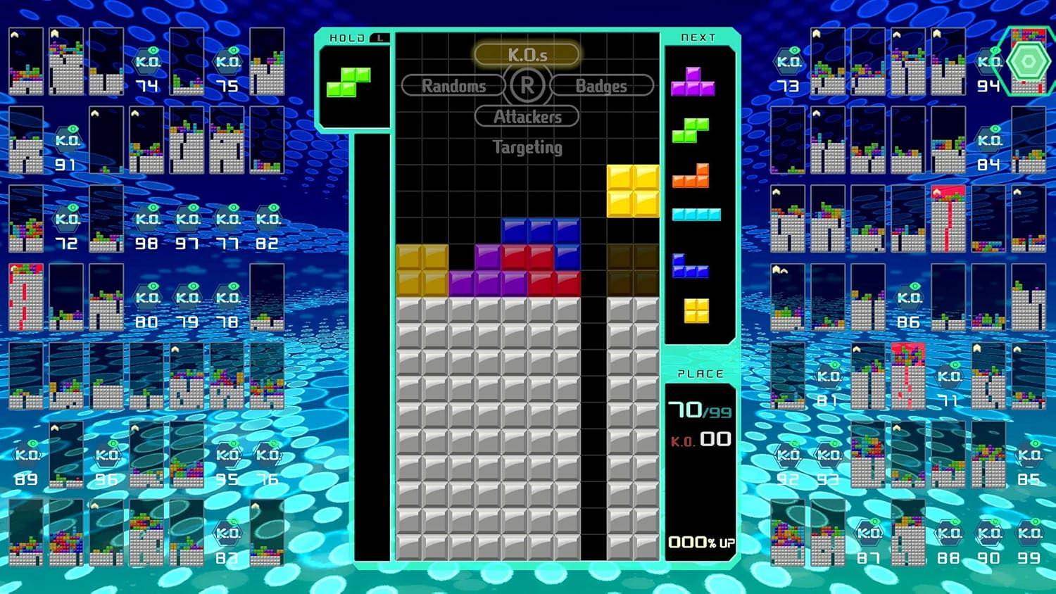 Nintendo Switch ゲームソフト Tetris 99 アリカ 開発 任天堂 発売 99人同時対戦 パズルゲーム 新感覚バトルロイヤル オンライン対戦形式 戦略的ライン消去 ガベージブロック送信 KO バッジ アタッカー ランダム攻撃 期間限定イベント 並行輸入品