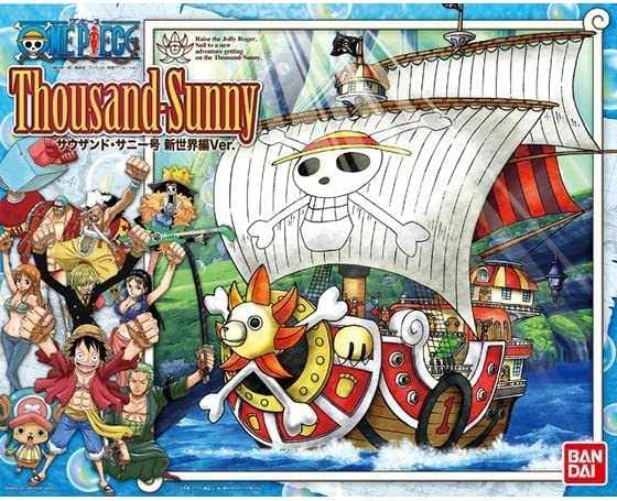プラモデル ONE PIECE サウザンドサニー号 ニューワールドバージョン バンダイ 精密設計 回転ギミック 発射可能ガオン砲 取り外し側面パネル 9体フィギュア ミニシップコレクション ABS耐久素材 航海愛船 並行輸入品