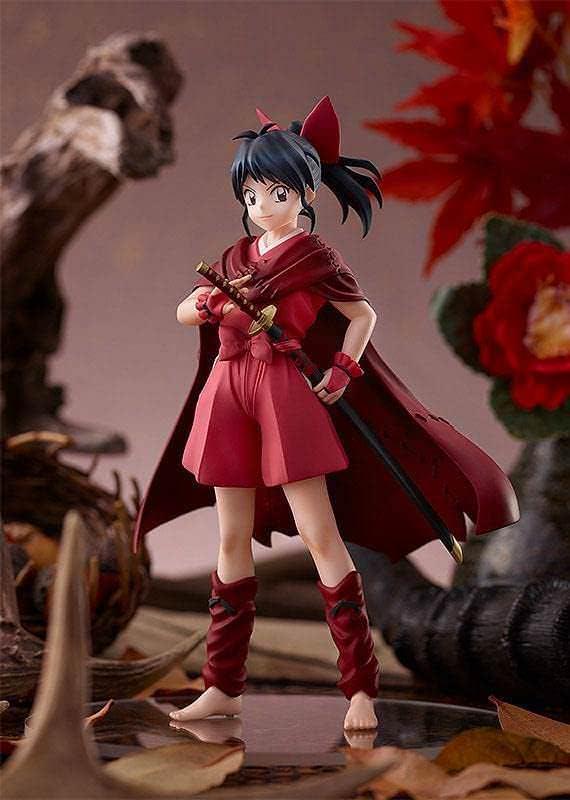 フィギュア 半妖の夜叉姫 もろは POP UP PARADE グッドスマイルカンパニー 高品質 ABS PVC素材 高さ約15cm 魅力的ポージング 戦闘的刀廻鴉丸構え 紅蓮の炎技表現 四半妖血継承 明るく活発 戦国時代冒険キャラクター 戦闘能力高い