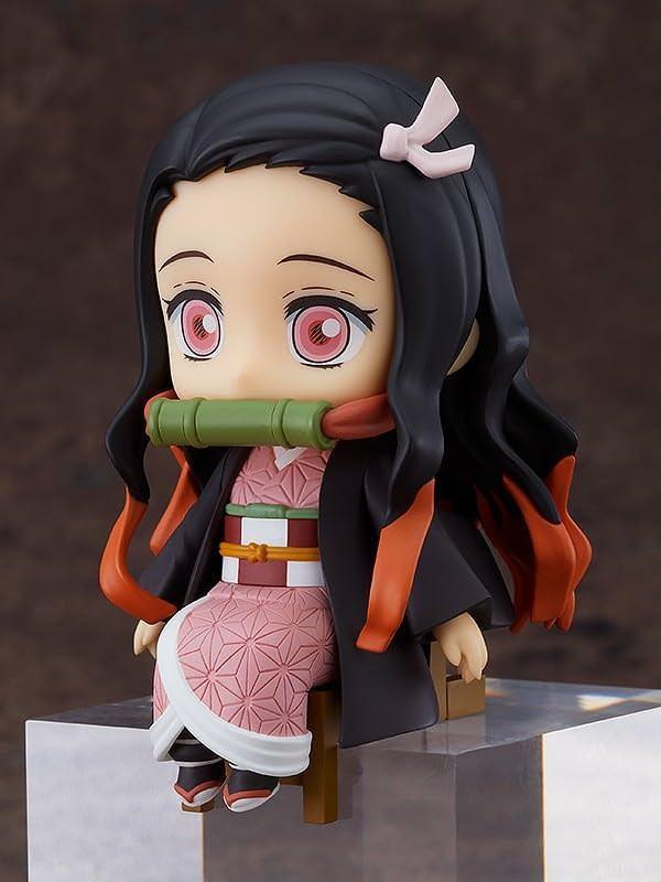 フィギュア 鬼滅の刃 竈門禰豆子 ねんどろいど Swacchao！ Good Smile Company コンパクトサイズ高さ約90mm椅子に座った姿ピンク色の瞳竹の口枷市松模様着物精巧再現机テーブル縁飾り可動塗装済みプラスチック製