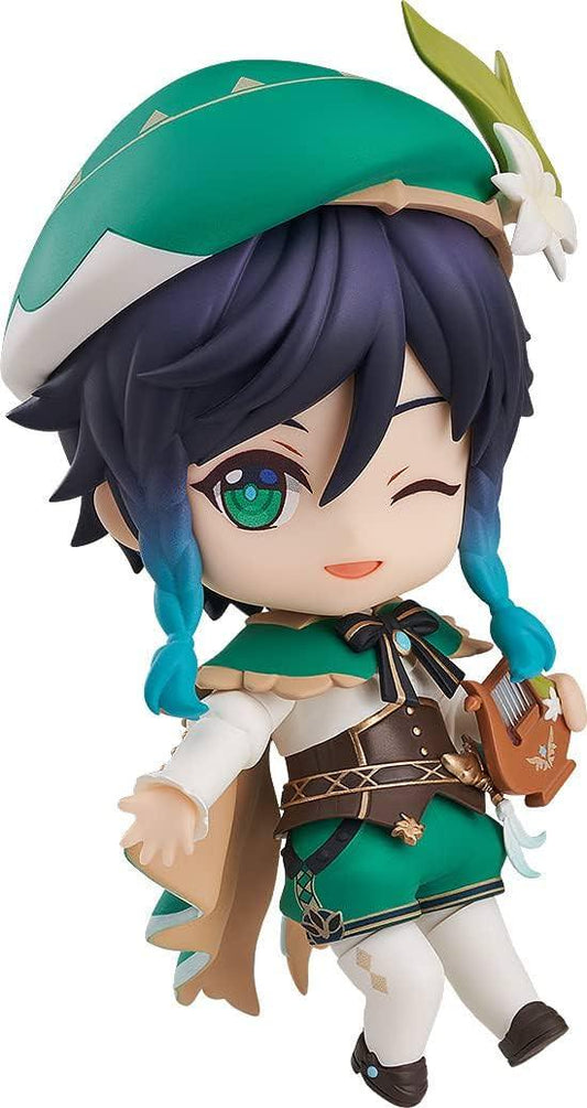 フィギュア 原神 ウェンティ ねんどろいど Good Smile Company 高さ約100mm 緑色髪 帽子 衣装丁寧再現 表情パーツ三種 ウィンク目閉笑顔 木製竪琴フリューリンゲン 天空の翼 武器 風神バルバトス化身 自由気ままな吟遊詩人