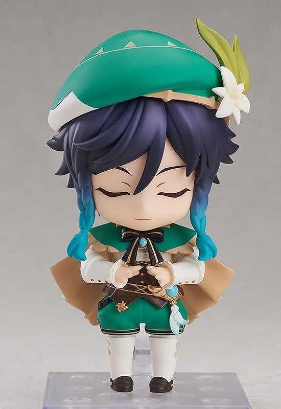 フィギュア 原神 ウェンティ ねんどろいど Good Smile Company 高さ約100mm 緑色髪 帽子 衣装丁寧再現 表情パーツ三種 ウィンク目閉笑顔 木製竪琴フリューリンゲン 天空の翼 武器 風神バルバトス化身 自由気ままな吟遊詩人