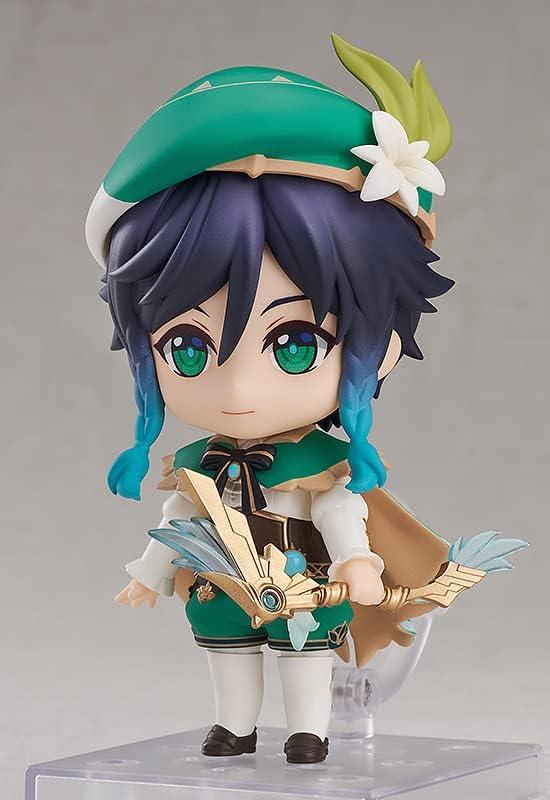 フィギュア 原神 ウェンティ ねんどろいど Good Smile Company 高さ約100mm 緑色髪 帽子 衣装丁寧再現 表情パーツ三種 ウィンク目閉笑顔 木製竪琴フリューリンゲン 天空の翼 武器 風神バルバトス化身 自由気ままな吟遊詩人
