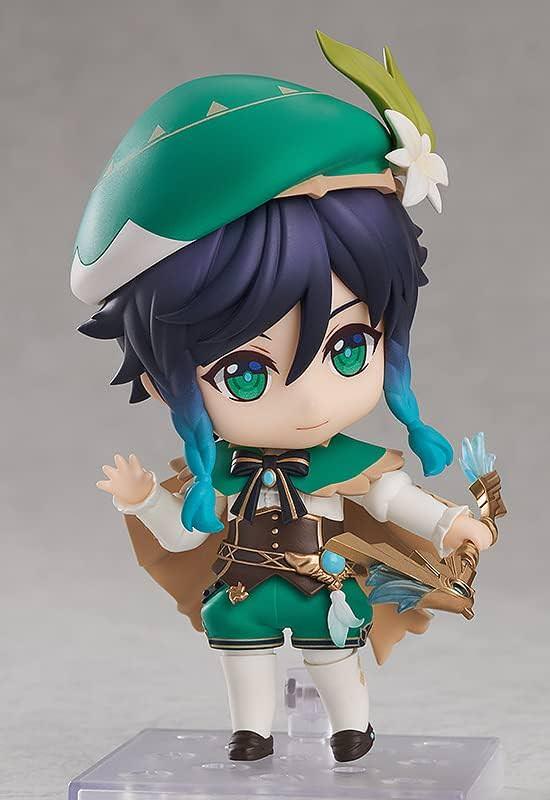 フィギュア 原神 ウェンティ ねんどろいど Good Smile Company 高さ約100mm 緑色髪 帽子 衣装丁寧再現 表情パーツ三種 ウィンク目閉笑顔 木製竪琴フリューリンゲン 天空の翼 武器 風神バルバトス化身 自由気ままな吟遊詩人