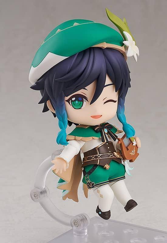 フィギュア 原神 ウェンティ ねんどろいど Good Smile Company 高さ約100mm 緑色髪 帽子 衣装丁寧再現 表情パーツ三種 ウィンク目閉笑顔 木製竪琴フリューリンゲン 天空の翼 武器 風神バルバトス化身 自由気ままな吟遊詩人