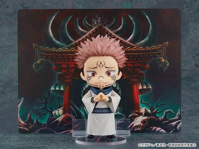 フィギュア 呪術廻戦 宿儺 ねんどろいど グッドスマイルカンパニー 制作協力ねんどろん 表情パーツ三種付属 頭蓋骨小物入り 劇中再現可 動くプラスチック製 高さ約百ミリ 細部刺青髪色再現 特級呪物両面宿儺の指封印済み