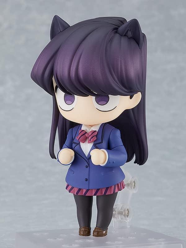 フィギュア 古見さんは コミュ症です 古見硝子 ねんどろいど グッドスマイルカンパニー製 約100mm PVC ABS製 塗装済み可動フィギュア 黒髪美少女 伊旦高校 通学 猫耳パーツ 三種表情パーツ 学校カバン ノート付属 劇中重要シーン再現