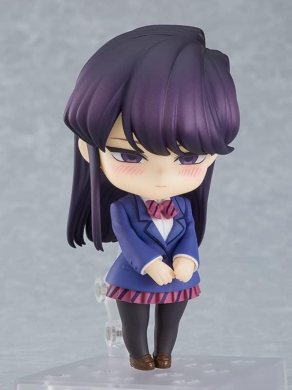 フィギュア 古見さんは コミュ症です 古見硝子 ねんどろいど グッドスマイルカンパニー製 約100mm PVC ABS製 塗装済み可動フィギュア 黒髪美少女 伊旦高校 通学 猫耳パーツ 三種表情パーツ 学校カバン ノート付属 劇中重要シーン再現