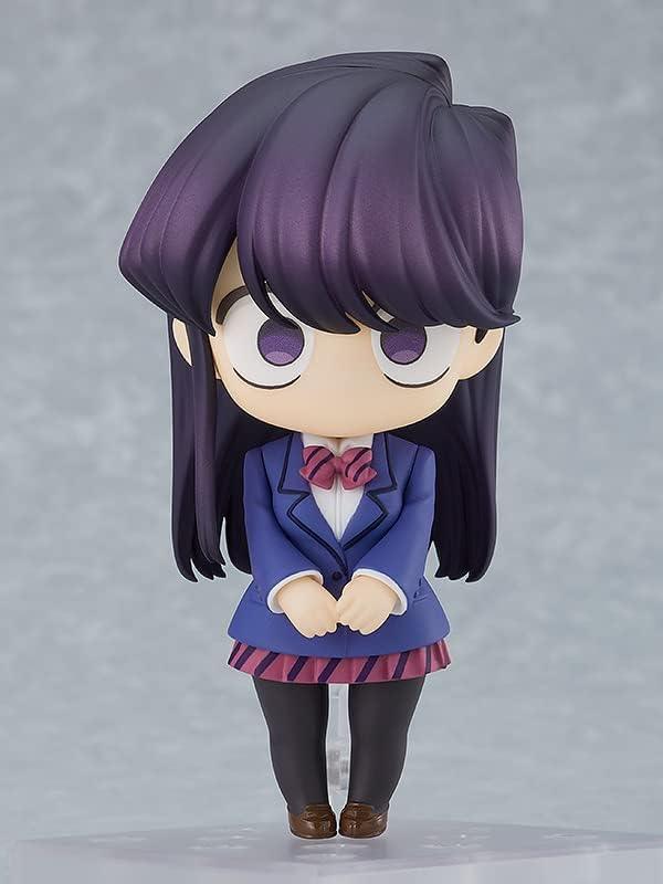フィギュア 古見さんは コミュ症です 古見硝子 ねんどろいど グッドスマイルカンパニー製 約100mm PVC ABS製 塗装済み可動フィギュア 黒髪美少女 伊旦高校 通学 猫耳パーツ 三種表情パーツ 学校カバン ノート付属 劇中重要シーン再現