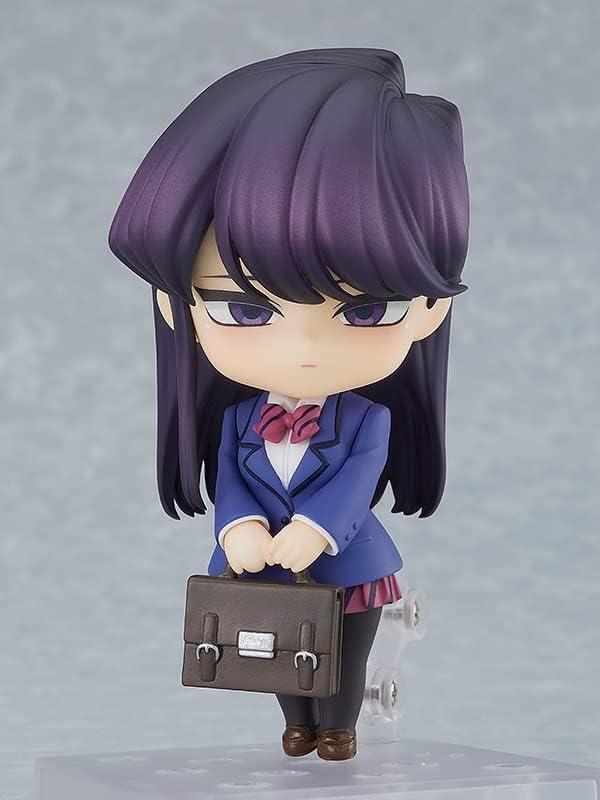 フィギュア 古見さんは コミュ症です 古見硝子 ねんどろいど グッドスマイルカンパニー製 約100mm PVC ABS製 塗装済み可動フィギュア 黒髪美少女 伊旦高校 通学 猫耳パーツ 三種表情パーツ 学校カバン ノート付属 劇中重要シーン再現
