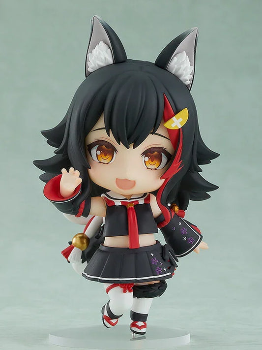 ねんどろいど 大神ミオ ホロライブゲーマーズ グッドスマイルカンパニー オオカミ耳 全高約100mm 黒髪 表情パーツ3種類 通常顔 笑顔 ツッコミ顔 ウクレレ 唐揚げ 汗のしずくマーク ゴッドミオン タロットカード 専用スタンド付き 並行輸入品