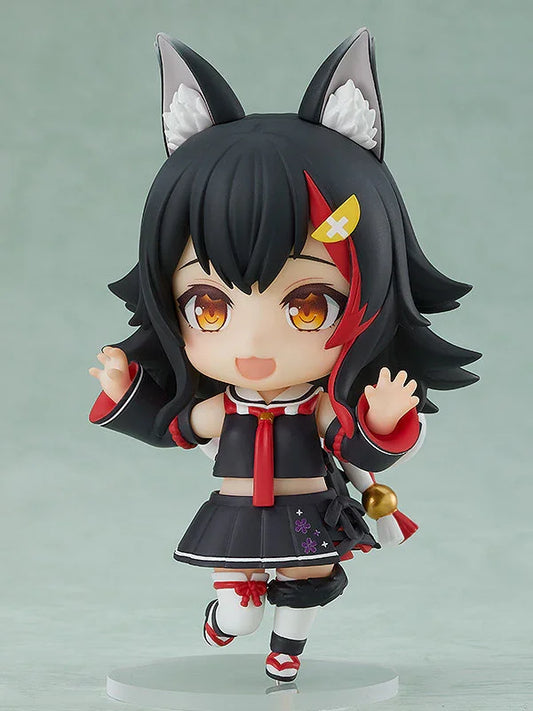 ねんどろいど 大神ミオ ホロライブゲーマーズ グッドスマイルカンパニー オオカミ耳 全高約100mm 黒髪 表情パーツ3種類 通常顔 笑顔 ツッコミ顔 ウクレレ 唐揚げ 汗のしずくマーク ゴッドミオン タロットカード 専用スタンド付き 並行輸入品