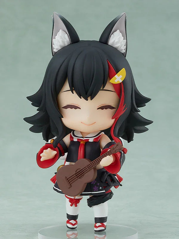 ねんどろいど 大神ミオ ホロライブゲーマーズ グッドスマイルカンパニー オオカミ耳 全高約100mm 黒髪 表情パーツ3種類 通常顔 笑顔 ツッコミ顔 ウクレレ 唐揚げ 汗のしずくマーク ゴッドミオン タロットカード 専用スタンド付き 並行輸入品