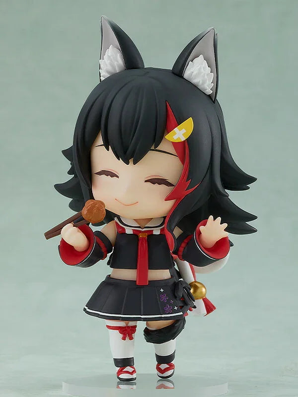 ねんどろいど 大神ミオ ホロライブゲーマーズ グッドスマイルカンパニー オオカミ耳 全高約100mm 黒髪 表情パーツ3種類 通常顔 笑顔 ツッコミ顔 ウクレレ 唐揚げ 汗のしずくマーク ゴッドミオン タロットカード 専用スタンド付き 並行輸入品