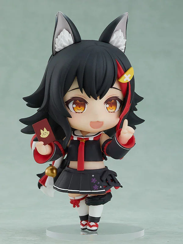ねんどろいど 大神ミオ ホロライブゲーマーズ グッドスマイルカンパニー オオカミ耳 全高約100mm 黒髪 表情パーツ3種類 通常顔 笑顔 ツッコミ顔 ウクレレ 唐揚げ 汗のしずくマーク ゴッドミオン タロットカード 専用スタンド付き 並行輸入品