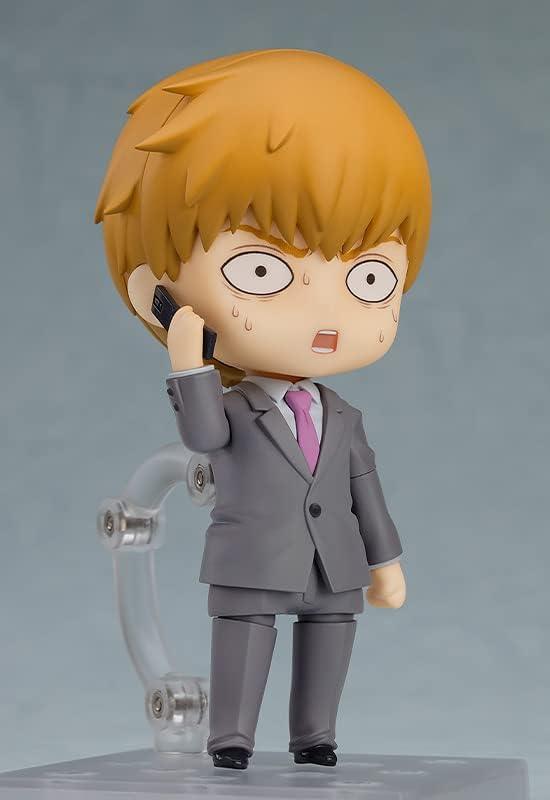 フィギュア モブサイコ100 III 霊幻新隆 ねんどろいど オレンジルージュ 100mm 高品質 PVC ABS スーツ姿 表情パーツ3種 名刺 お祓い用塩袋 携帯電話 ラーメン器 作中シーン再現可能 ボンズアニメ制作 人気漫画 ONE 原作