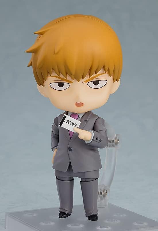 フィギュア モブサイコ100 III 霊幻新隆 ねんどろいど オレンジルージュ 100mm 高品質 PVC ABS スーツ姿 表情パーツ3種 名刺 お祓い用塩袋 携帯電話 ラーメン器 作中シーン再現可能 ボンズアニメ制作 人気漫画 ONE 原作