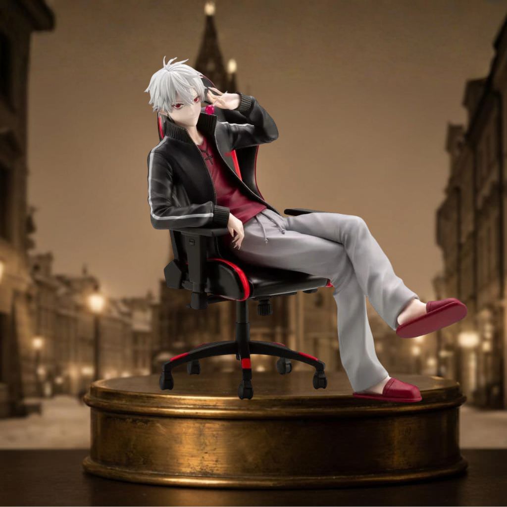 フィギュア にじさんじ 葛葉 1/7スケール フィギュア コトブキヤ 銀白色の髪 赤い瞳 ヴァンパイアゲーマー ゲーミングチェア リラックスポージング 軽やかで透明感のあるパーツ 使用 トラックスーツ シワ表現 スリッパ取り外し可能 並行輸入品