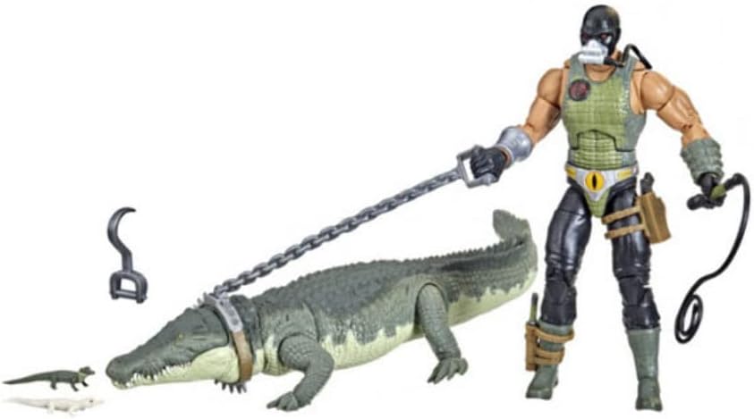 フィギュア G.I.ジョー クロコ・マスター クラシファイドシリーズ プレミアム造形 高可動 全高約15cm 付属ワニフィギュア2体 専用アクセサリー7種 ペットワニと絆 コブラ特殊部隊 悪役キャラクター 独特なマスクと緑スケール装備